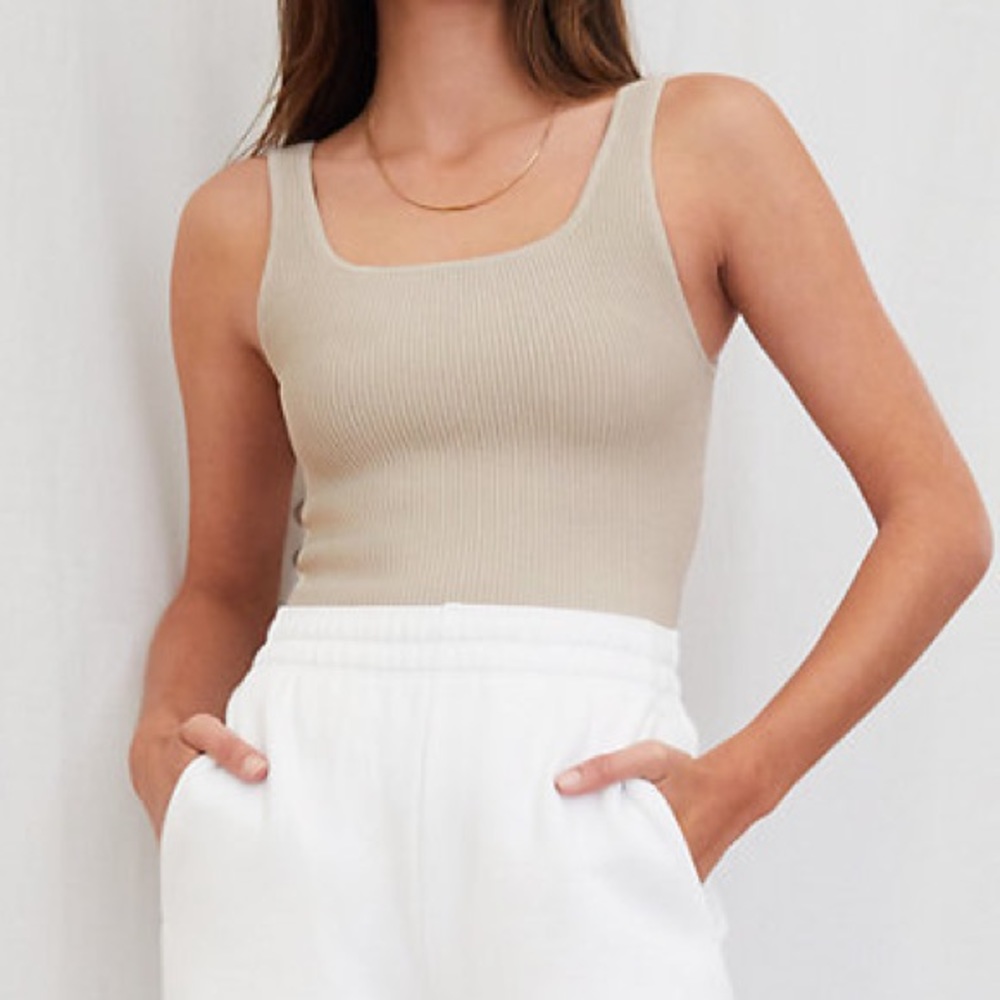 Aritzia Babaton sculpt knit tank in matte pearl